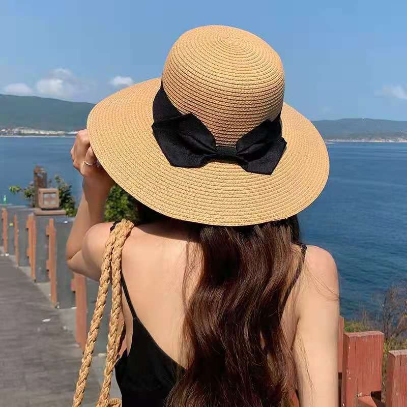 Kadınlar İçin Güneş Korumalı Geniş Kenarlı Hasır Plaj Şapkaları
