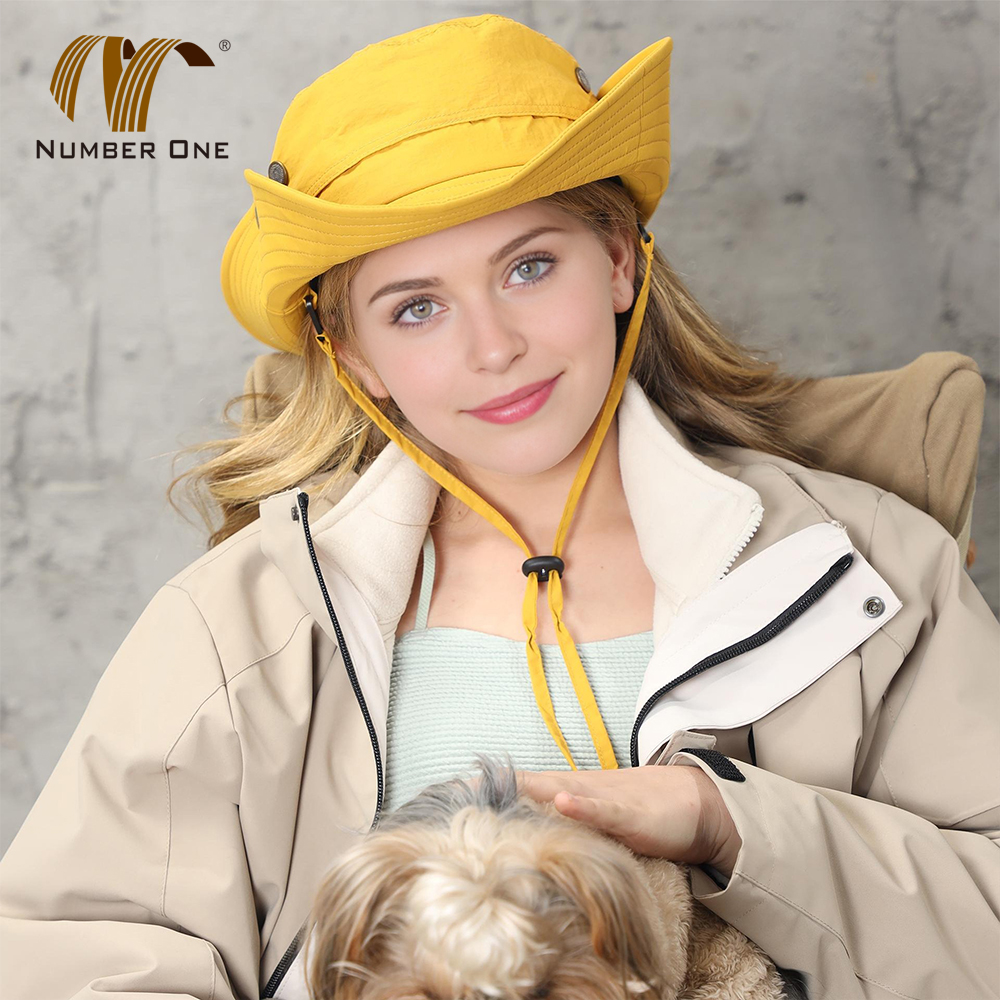 Outdoor Flat Brim Embroidery Bucket Hat With Rope