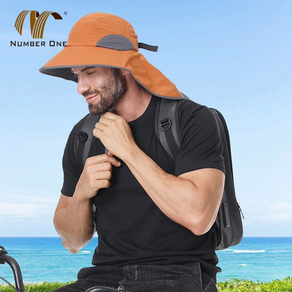 Mens Quick Dry Black Waterproof Bucket Hat With Chin Strap