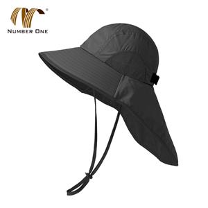 Mens Quick Dry Black Waterproof Bucket Hat With Chin Strap