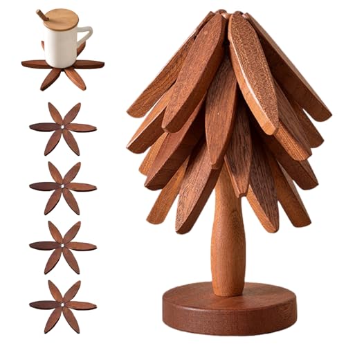 Wooden Trivets for Hot Dishes Kitchen Wooden Shelf Tree Shape Trivet Set