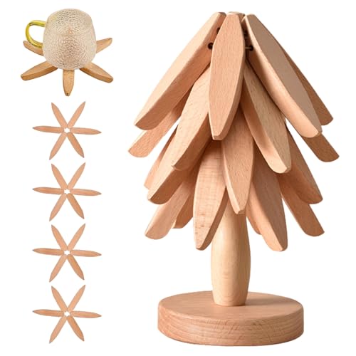 Wooden Trivets for Hot Dishes Kitchen Wooden Shelf Tree Shape Trivet Set