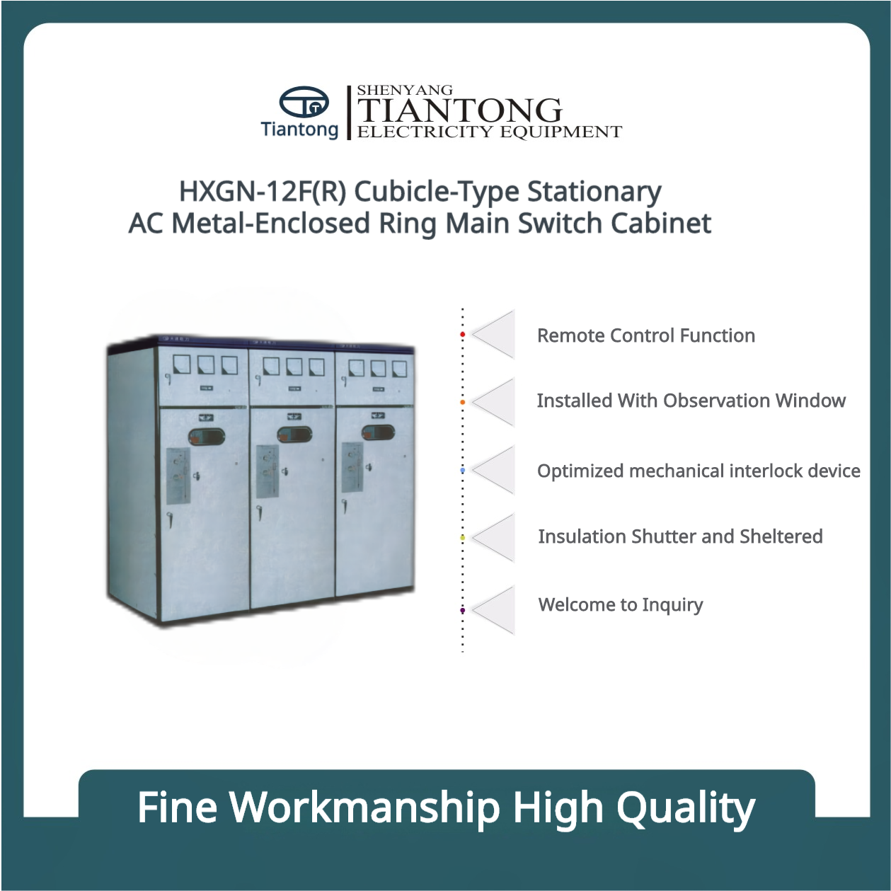 Gabinete de distribución principal de anillo metálico estacionario de CA tipo cubículo HXGN-12F (R)