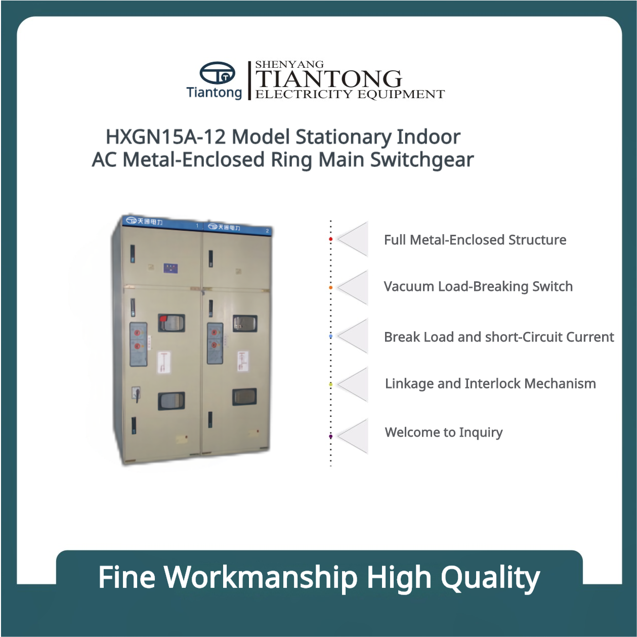 Cuadro de distribución anular metálico cerrado para interiores, modelo HXGN15A-12