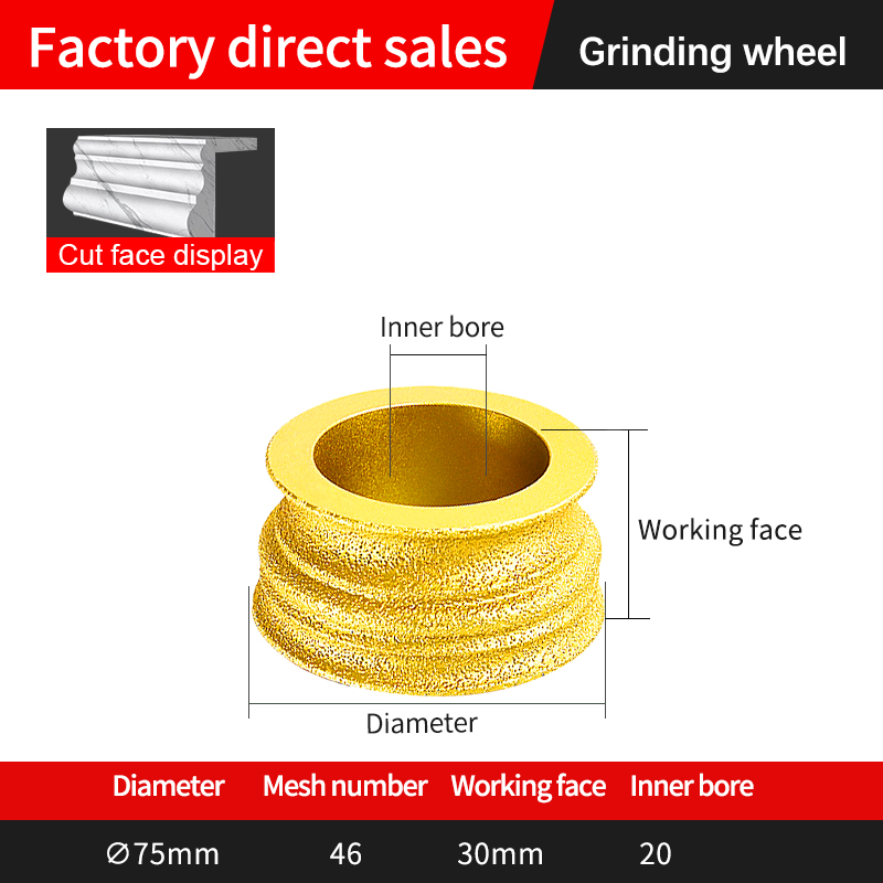 Diameter 75mm Power hand tools angle grinder tools diamond edge grinding wheel for marble ceramic quartz