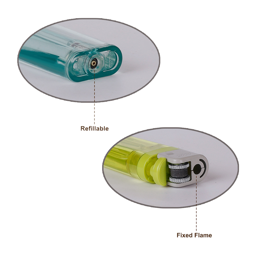 Transparent Refillable Plastic Flint Lighter