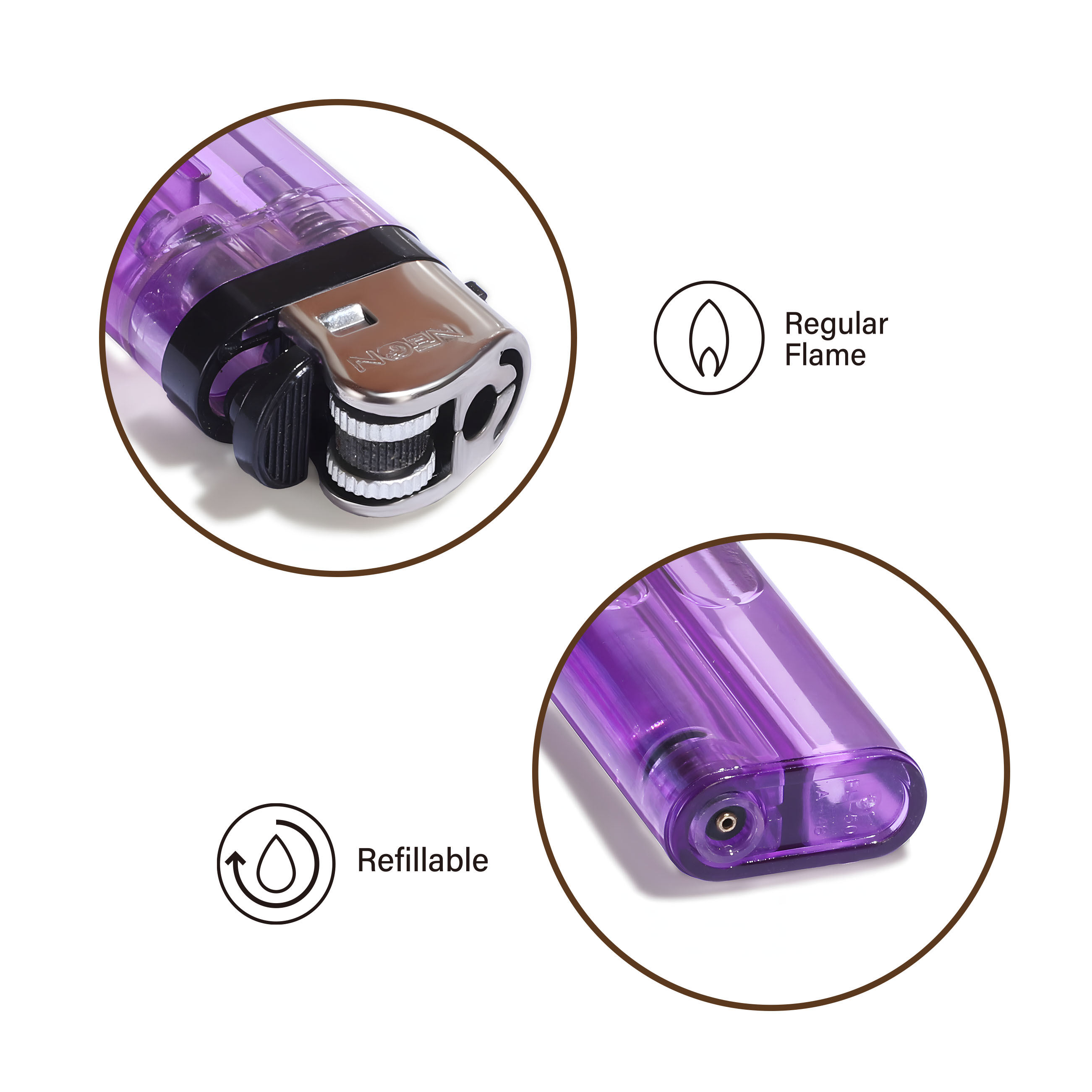 Clear Disposable Plastic Lighter With Adjustable Flame