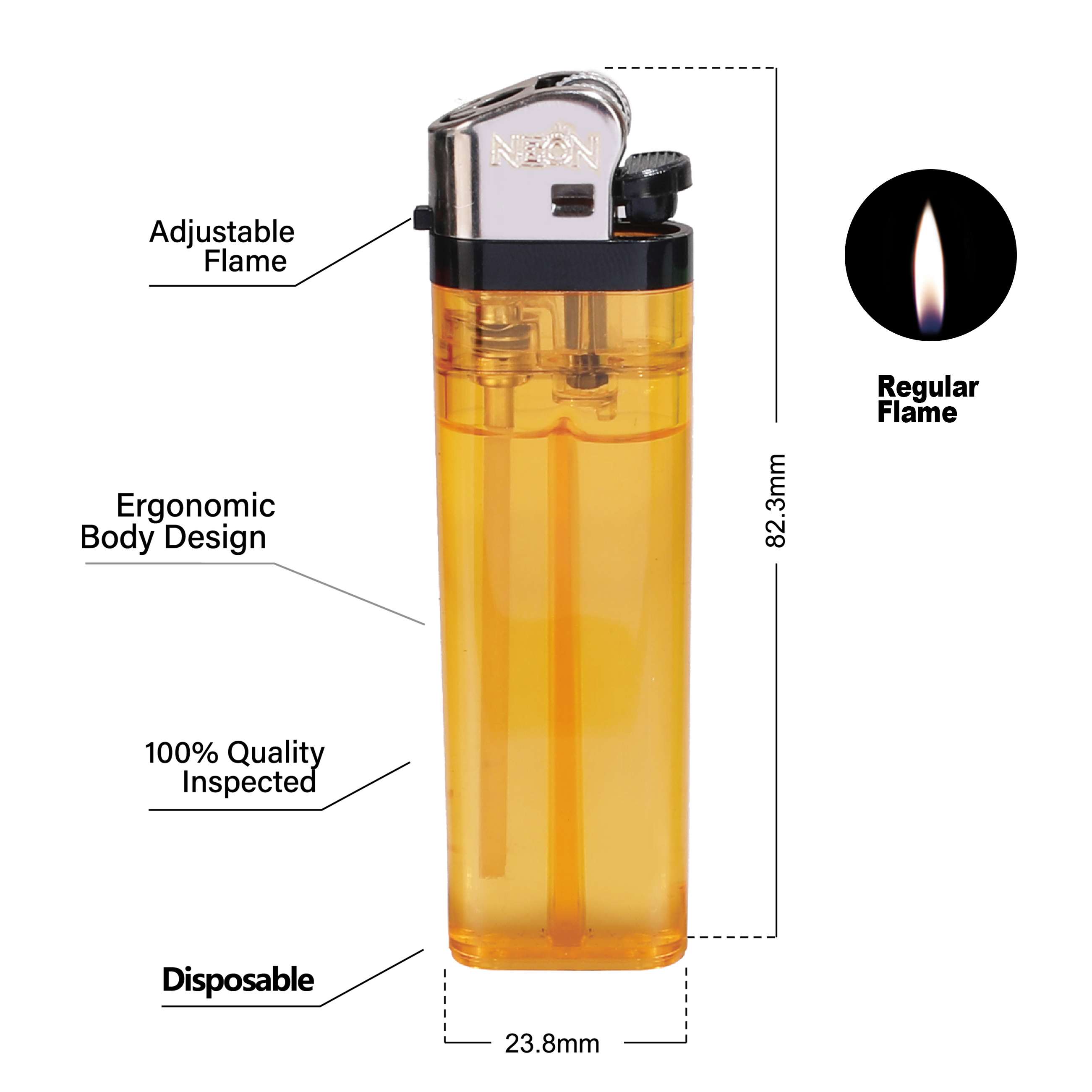 Clear Disposable Plastic Lighter With Adjustable Flame