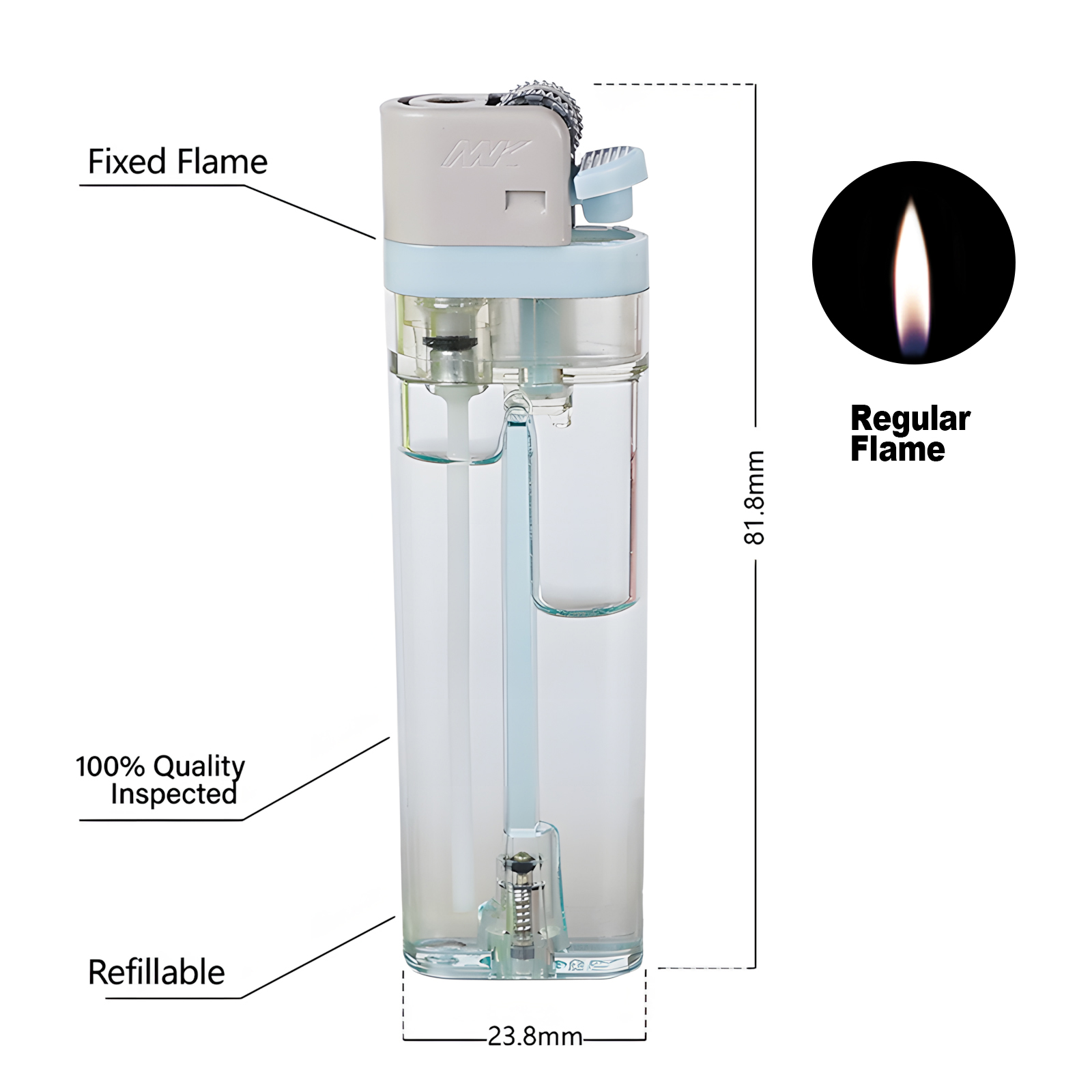 Transparent Refillable Plastic Flint Lighter