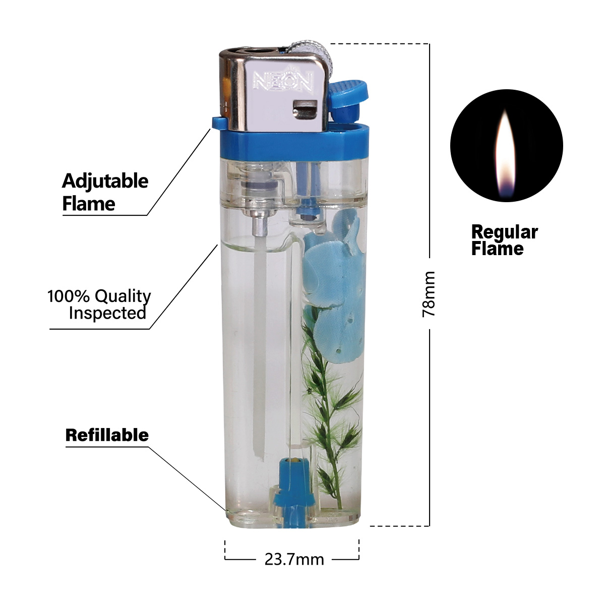 Clear Long-Lasting Flint Lighter With Flower Design