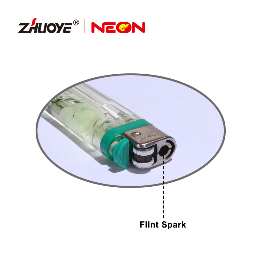 Clear Long-Lasting Flint Lighter With Flower Design