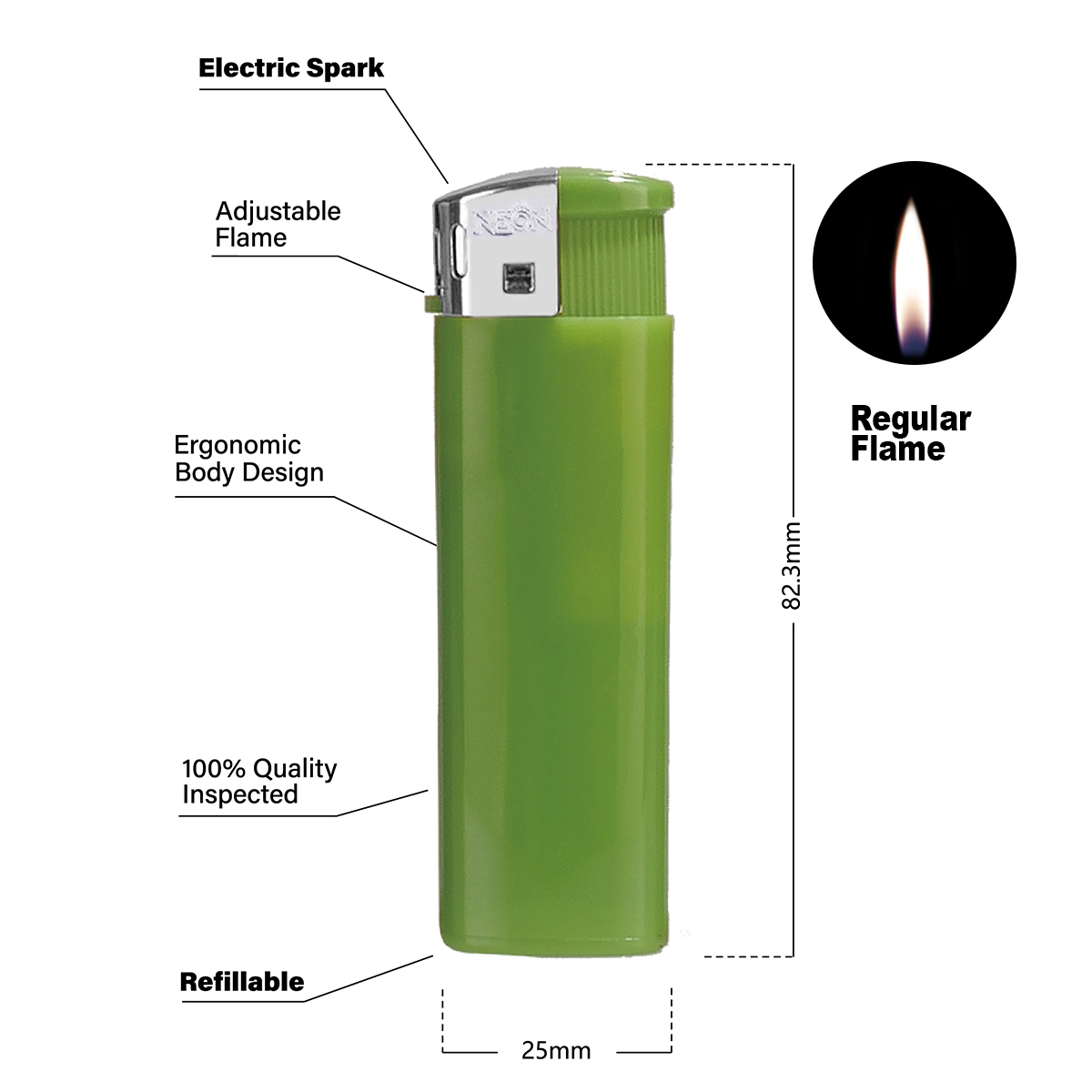 Push Button Electronic Lighter With Bright Fire Design