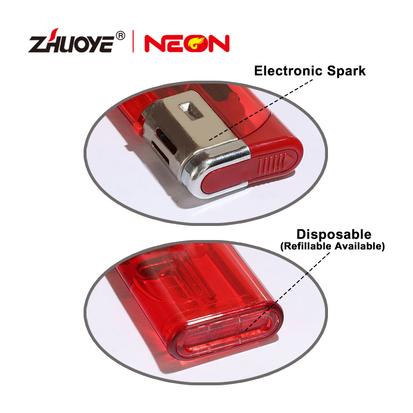Translucent Blaze Gas Lighter With Cap And Spark