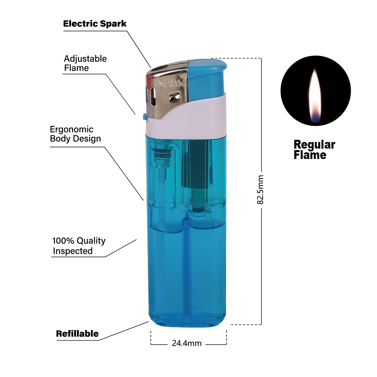 Thin Portable Ergonomic Piezo Spark Lighter