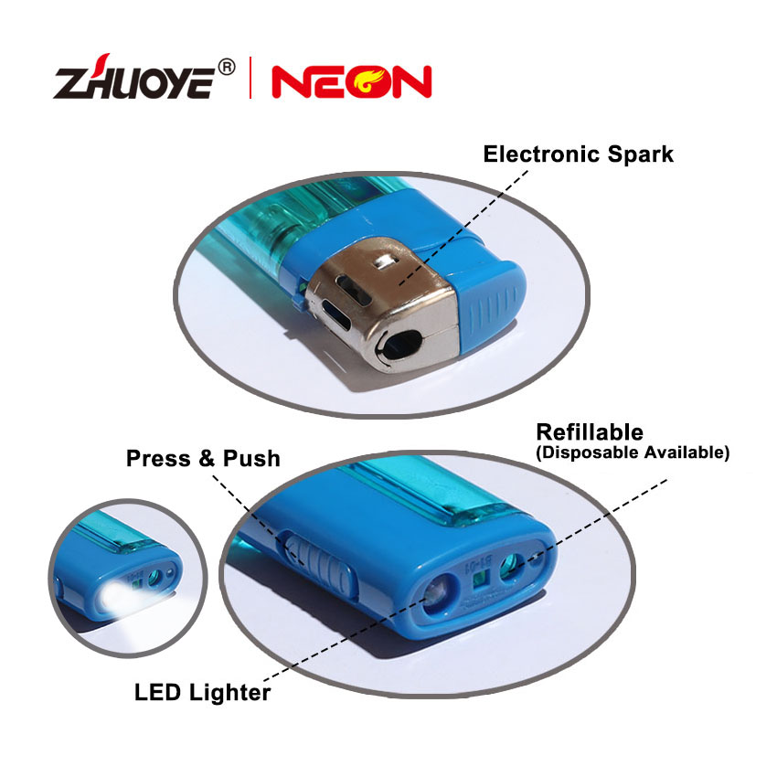 Portable LED Compact Butane Gas Lighter For Camping