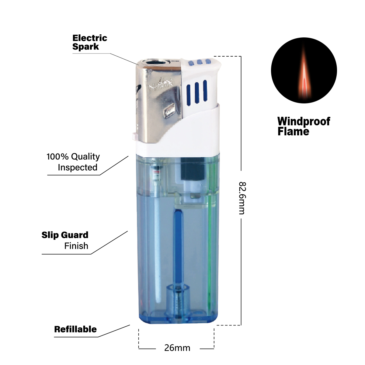 Windproof Butane Gas Lighter For Cigarettes And Fire