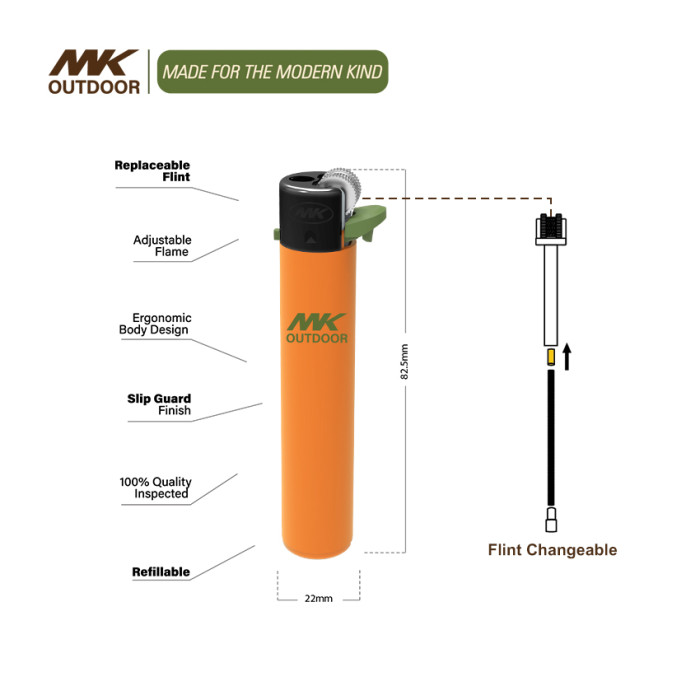 Cylindrical Refillable Flint Plastic Cigarette Lighter