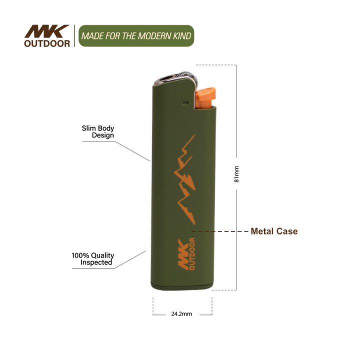 Golden Metal Case Flint Lighter with Safety Design