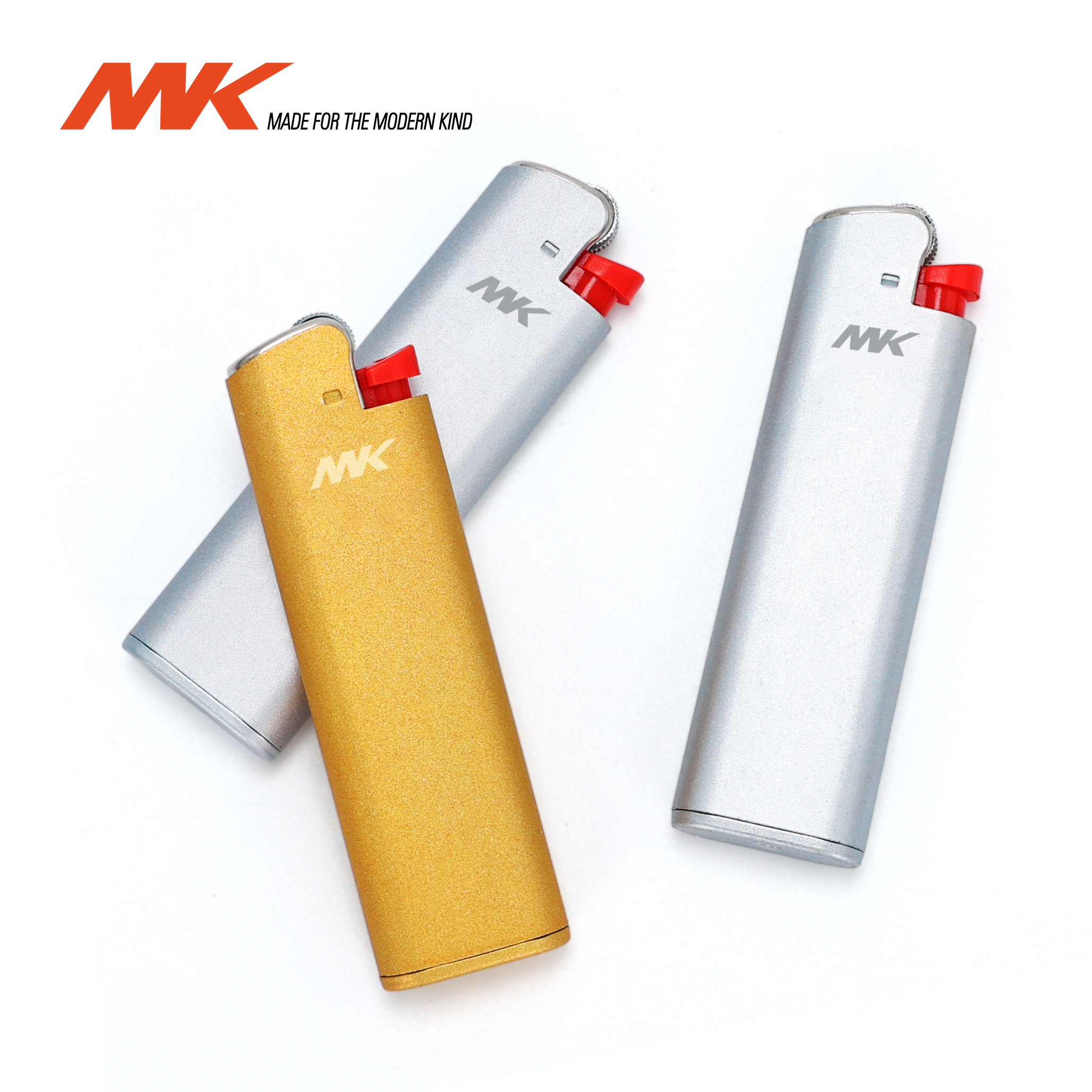 Golden Metal Case Flint Lighter with Safety Design