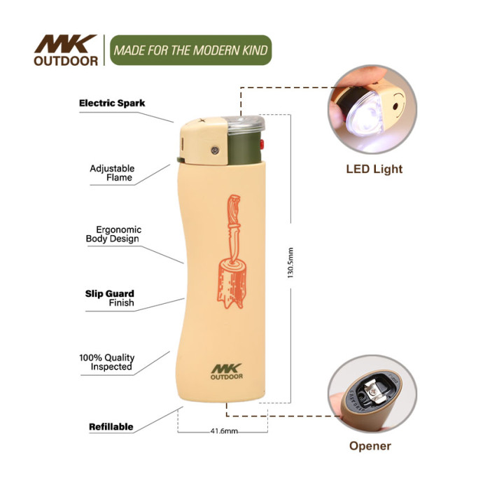 Custom Butane Cigarette Lighter with LED Opener