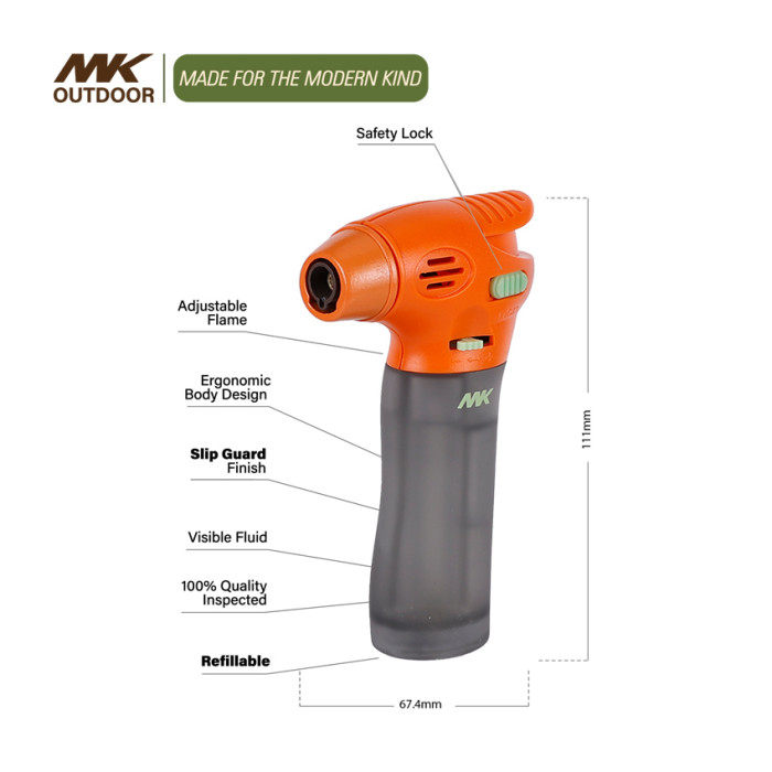 MK Jet Torch Gas Push Button Single Flame Lighter