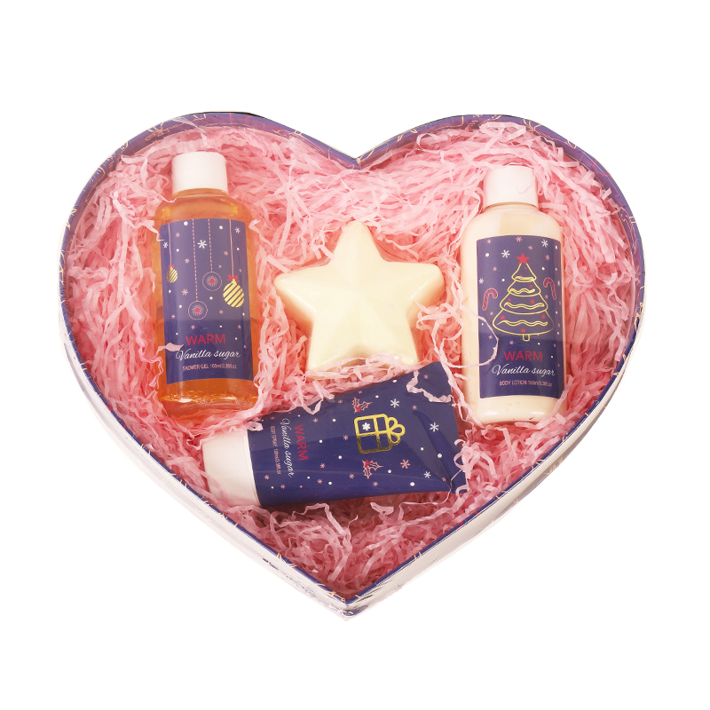Heart-Shaped Body Care Set – 3-Piece Bulk Spa Gift Box with Shower Gel, Body Lotion & Scrub