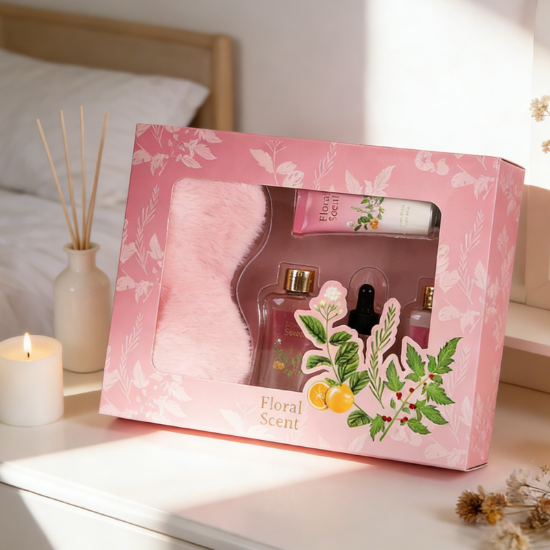 Floral Scent Bath Set - 5 Pcs Luxury Skincare Gift Box & Moisturizing Body Care Kit