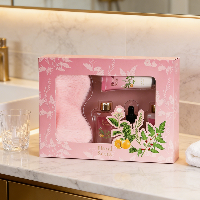 Floral Scent Bath Set - 5 Pcs Luxury Skincare Gift Box & Moisturizing Body Care Kit