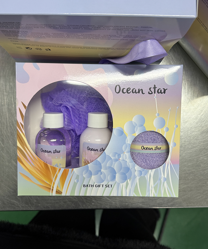 Ocean Star 4-Piece Bath and Body Gift Set - Shower Gel & Body Lotion - Travel Size Spa Kit for Women