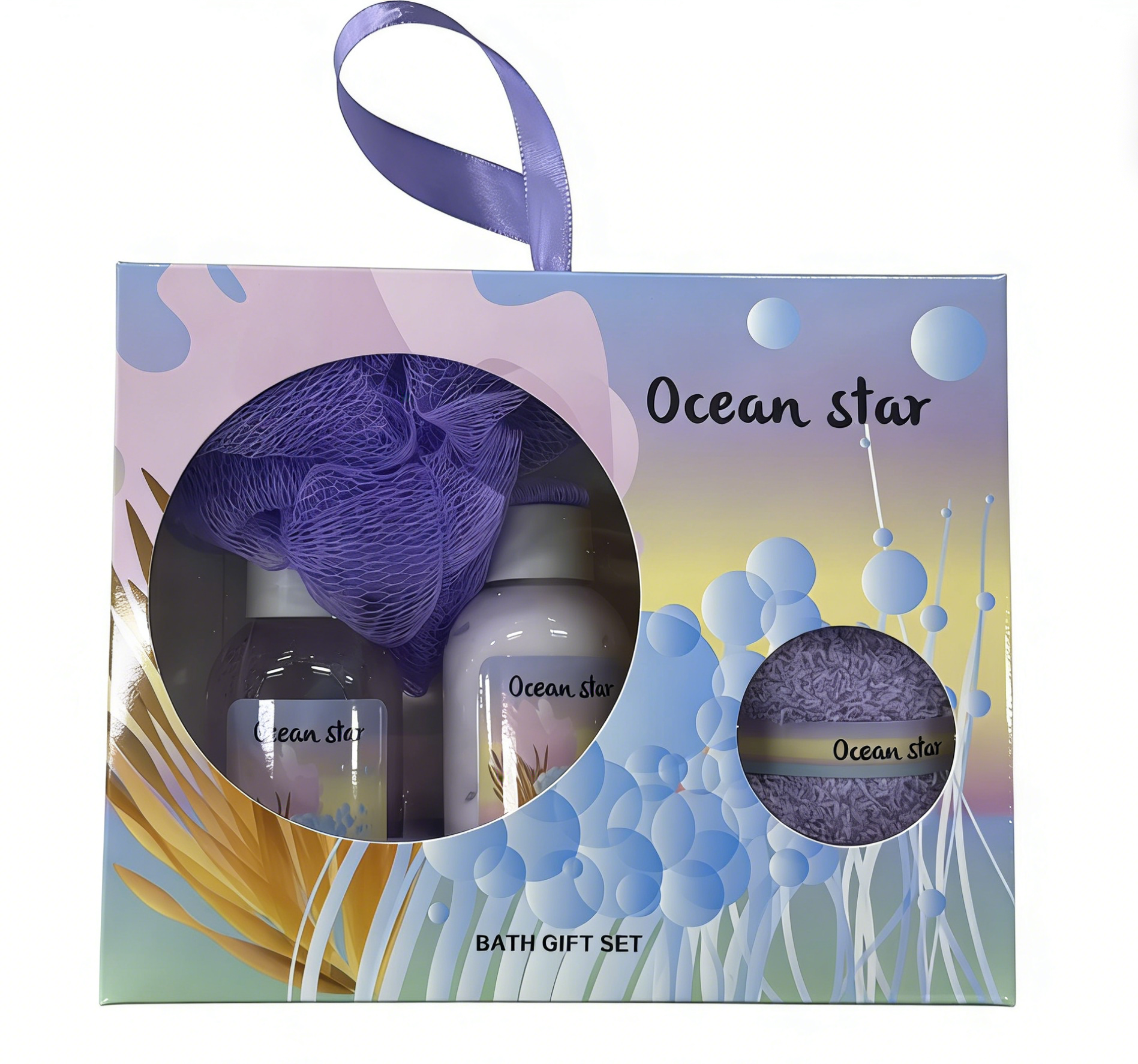 Ocean Star 4-Piece Bath and Body Gift Set - Shower Gel & Body Lotion - Travel Size Spa Kit for Women