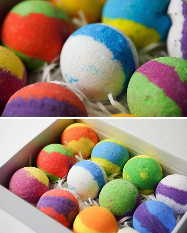 Rainbow Bath Bomb - Organic Bath Fizzies & Fizzy Bath Bomb for Spa Relaxation