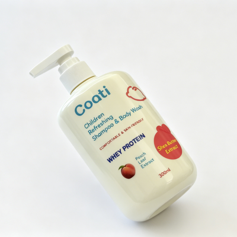 Coati 300ml Children Refreshing Shampoo & Body Wash - Whey Protein & Peach Leaf Baby Liquid Soap for Delicate Skin