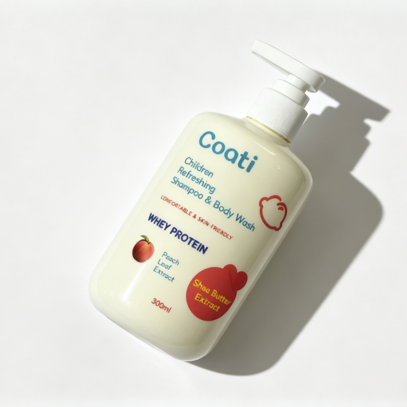 Coati 300ml Children Refreshing Shampoo & Body Wash - Whey Protein & Peach Leaf Baby Liquid Soap for Delicate Skin