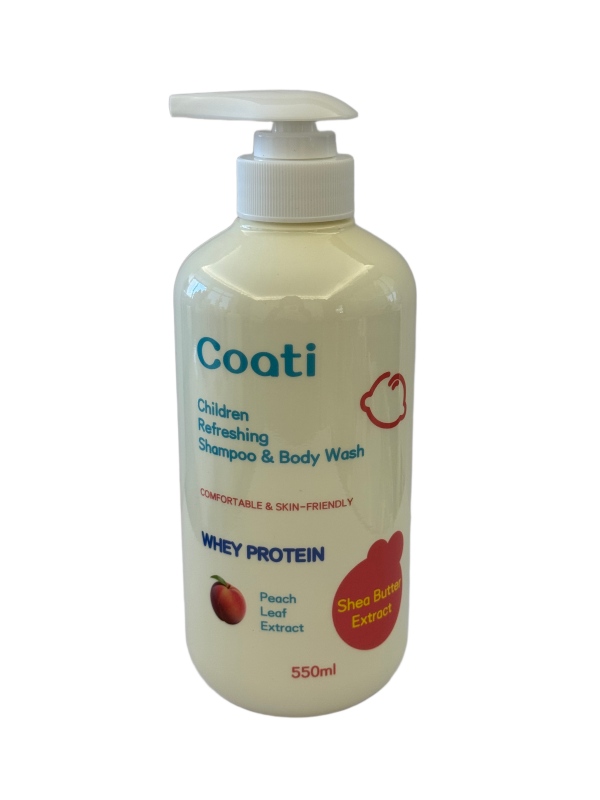 Coati 550ml Children Refreshing Shampoo & Body Wash - Whey Protein & Peach Leaf Moisturizing Baby Wash for Sensitive Skin