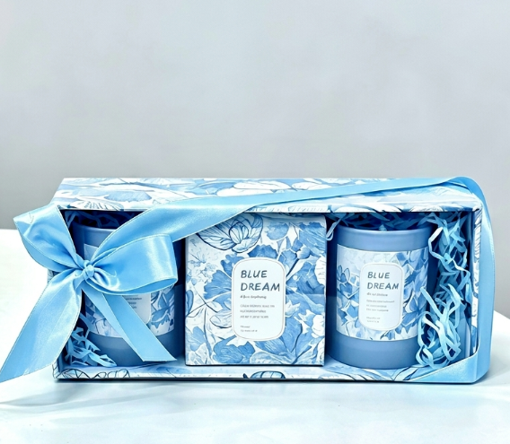 BLUE DREAM Blue Dream Full Aromatherapy Gift Set, Luxury Amber Sandalwood Home Fragrance & Body Care Combo Kit