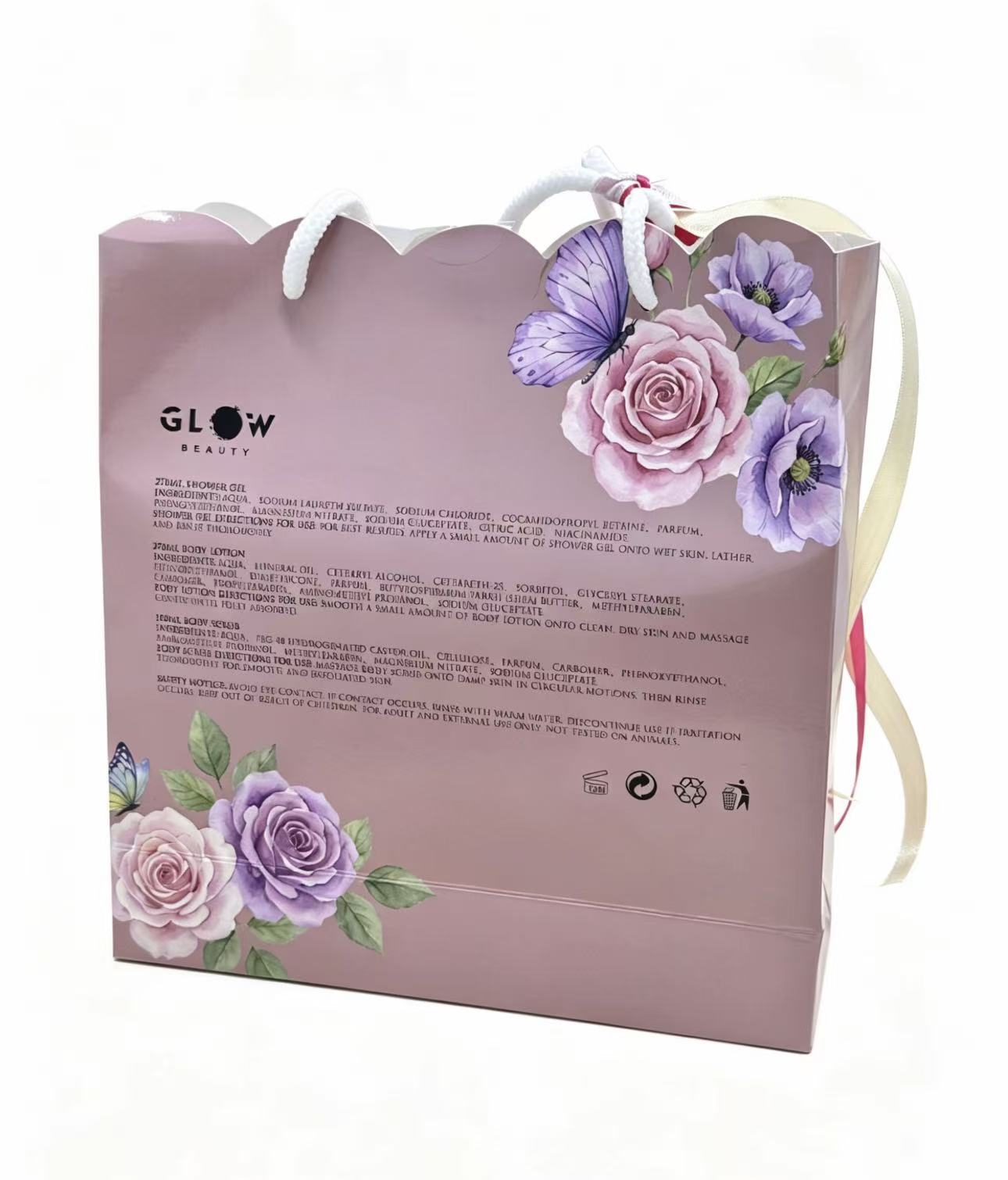 Luxury Floral Body Care Gift Set Purple Rose Scent Bath Spa Kit