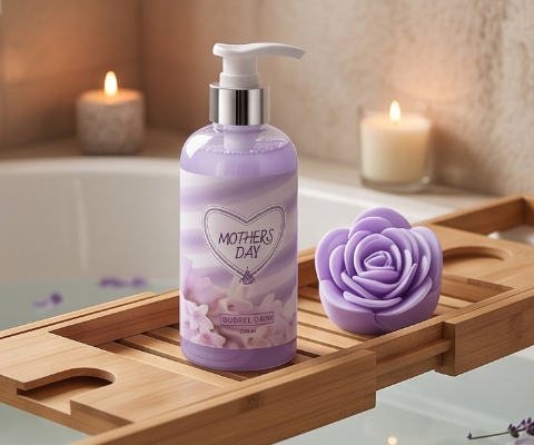 Mother's Day Lavender Bath Gift Set - Bubble Bath & Body Scrub Spa Relaxation Skincare Kit