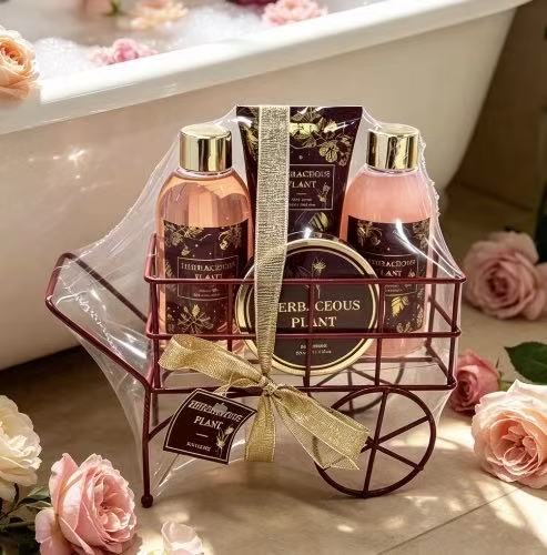 HERBACEOUS PLANT Vintage Iron Cart Herbal Spa Bath Gift Set Reusable Storage Body Care Hamper HERBACEOUS PLANT Vintage Iron Cart Herbal Spa Bath Gift Set Reusable Storage Body Care Hamper