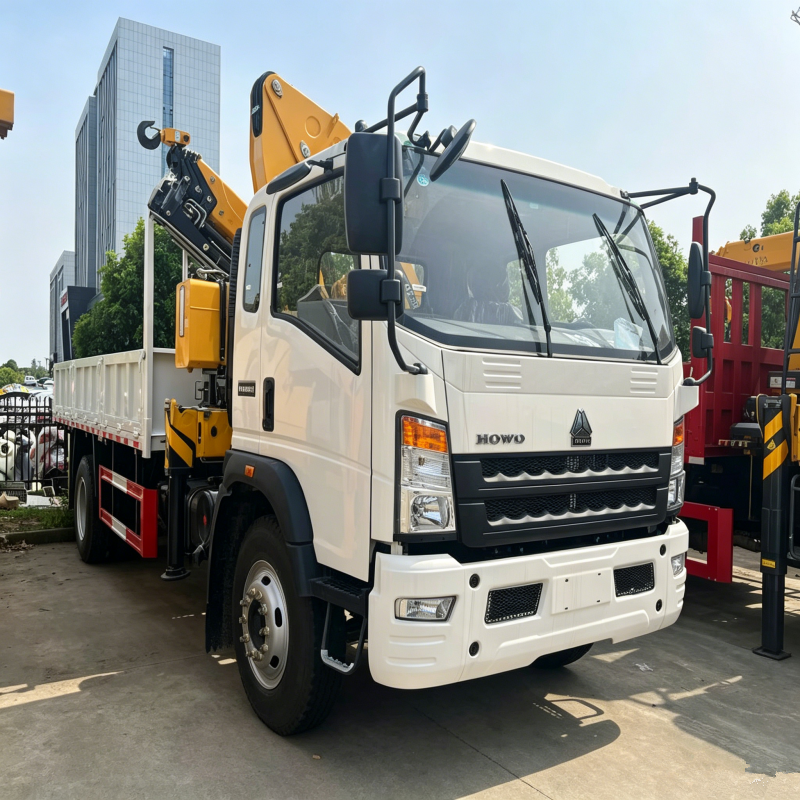 HAIGONG livre des camions-grues à flèche repliable HOWO 4×2 haute performance à des clients à l'étranger.
