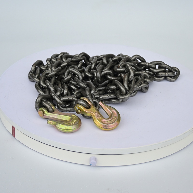 Chaîne de remorquage en acier au manganèse haute résistance pour camions, chaîne de transport robuste pour remorques avec crochets à chape