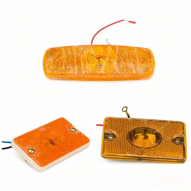 Feu de position latéral universel à LED carrée ambre 12 V/24 V, réflecteur latéral étanche pour camion, remorque ou véhicule de secours