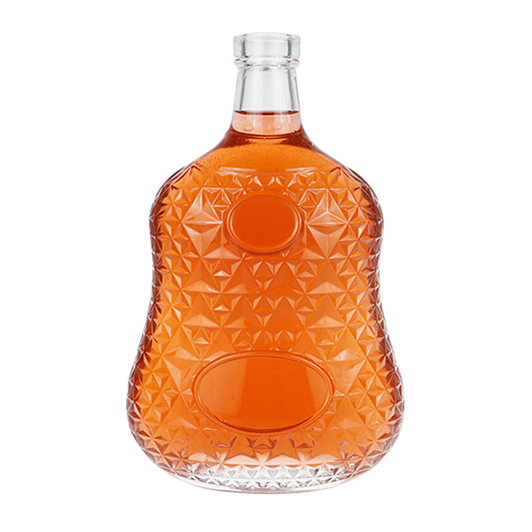 Luxury Super Flint Liquor 700 ml Embossed Spirit Bottles With Cork Stoppers 700ml Empty Clear XO Brandy Bottle