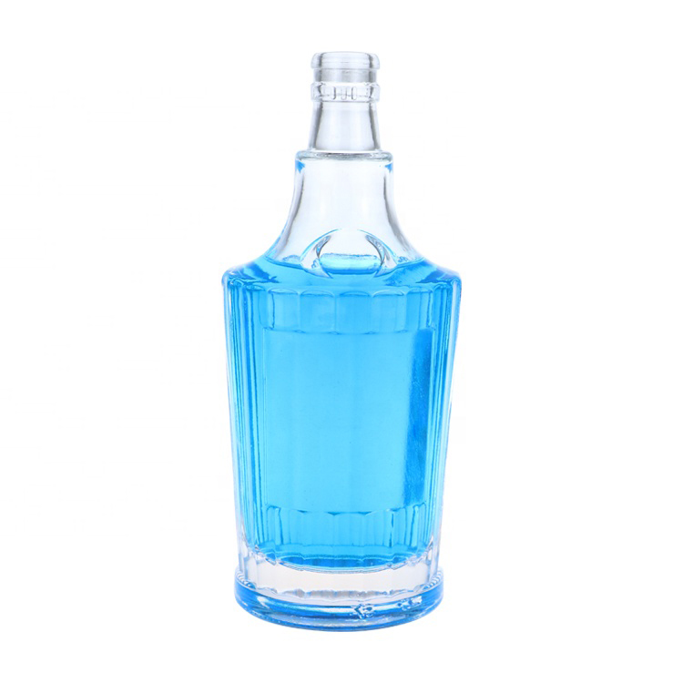 Clear 750ml Whiskey Spirit Glass Liquor Bottle with Bar Top Cork and Handle