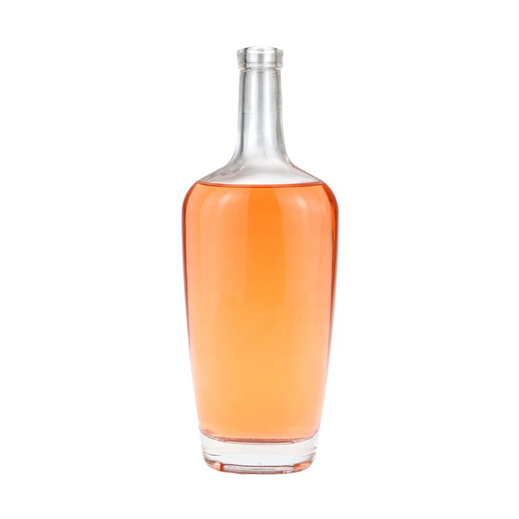 Clear 750ml Whiskey Spirit Glass Liquor Bottle with Bar Top Cork and Handle