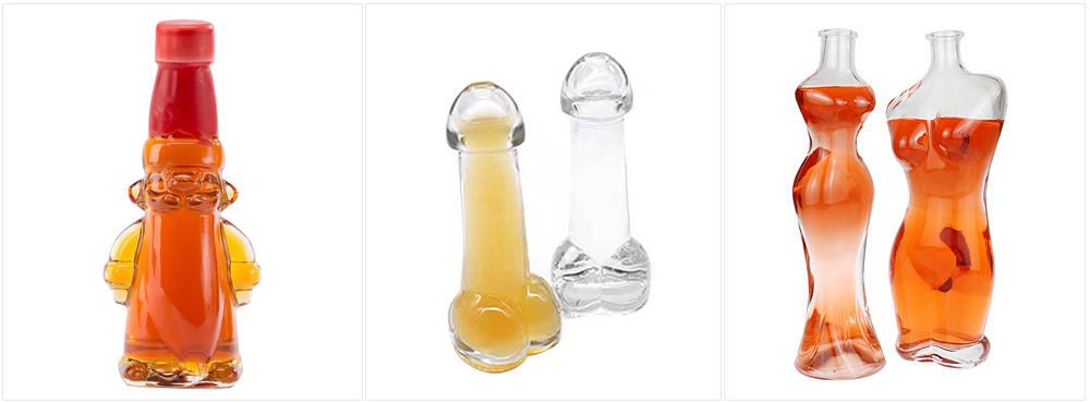 Odd-Shaped Glass Rum Bottle
