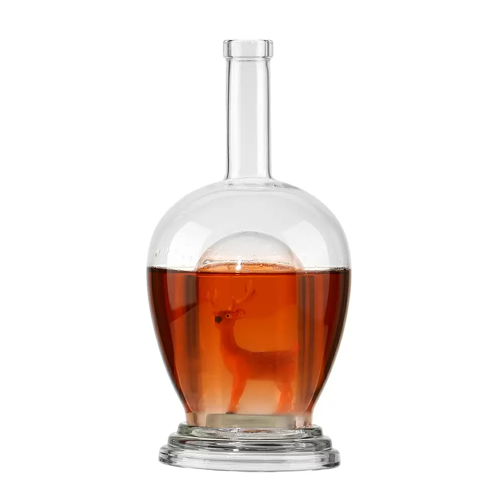 Customized handmade 750 ml Glass vodka spirits Bottles with Glass cap