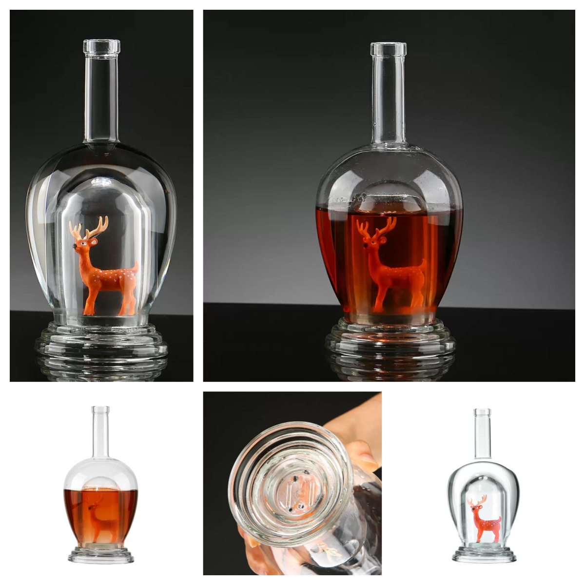 Fancy 250ml 500ml 1000ml Crystal Glass Wine Bottle Vodka Bottle
