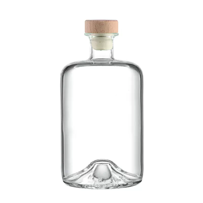 Custom Design Clear Empty Gin Whiskey Liquor Brandy Vodka Wine Ground Glass Bottle