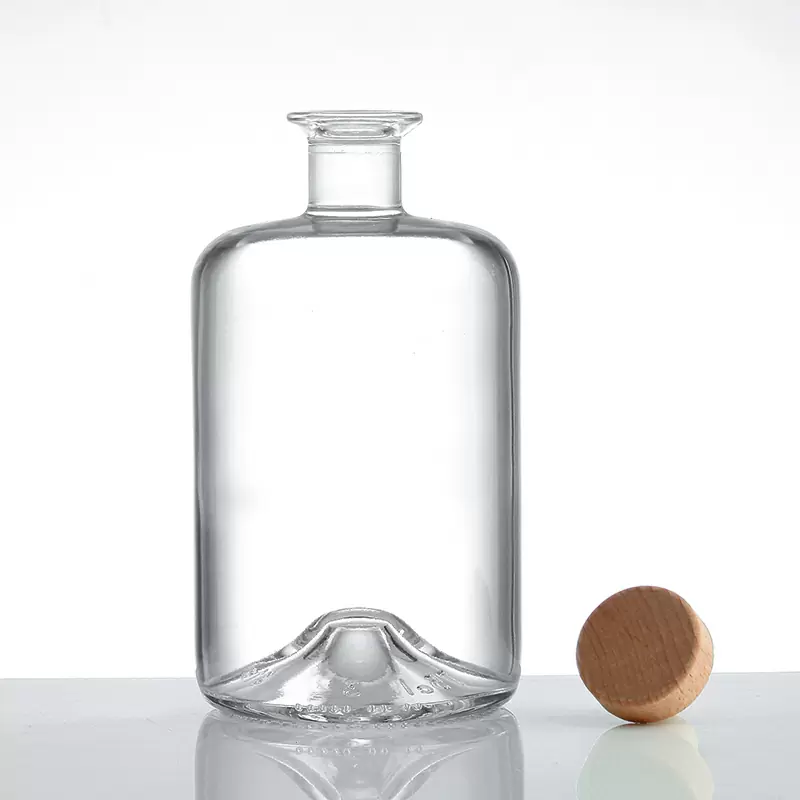 Custom Design Clear Empty Gin Whiskey Liquor Brandy Vodka Wine Ground Glass Bottle