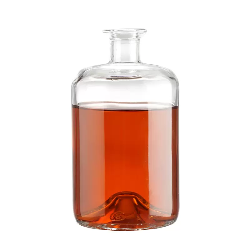 Custom Design Clear Empty Gin Whiskey Liquor Brandy Vodka Wine Ground Glass Bottle